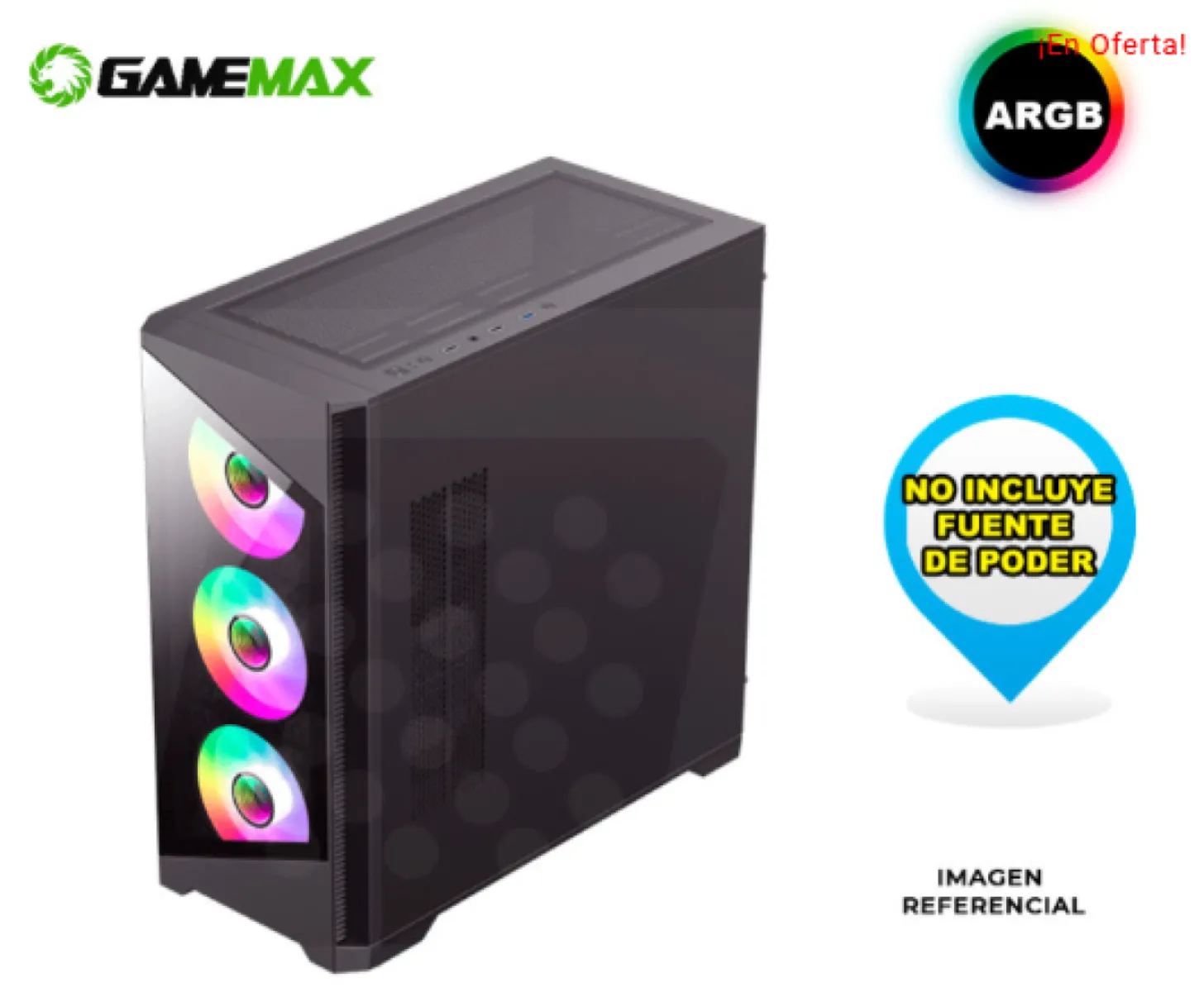 CASE GAMING GAMEMAX DESTROYER TGB NEGRO, ARGB, V/TEMPLADO