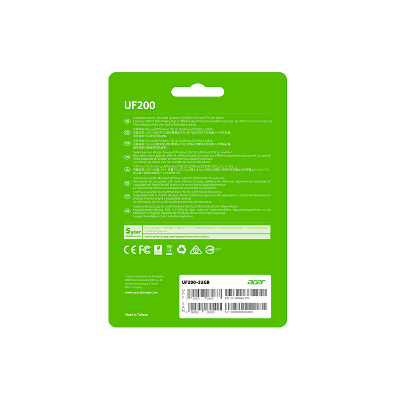 Memoria Flash USB Acer Uf200-32Gb, Interfaz USB 2.0El Acer Uf200-32Gb Es La Opci
