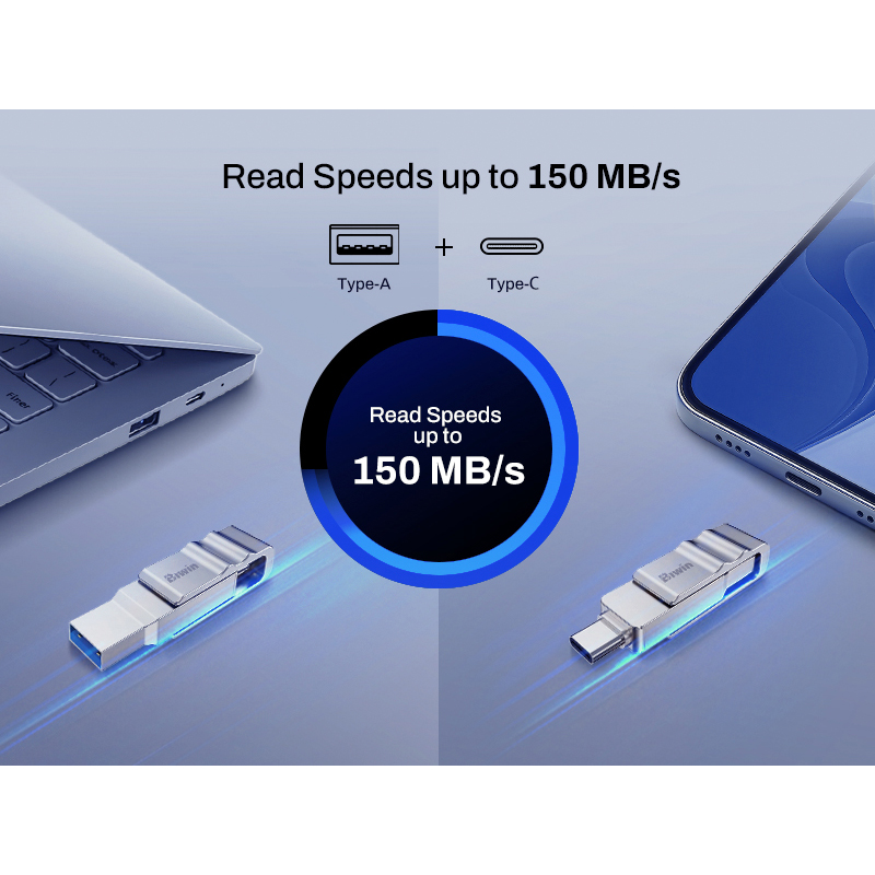 Memoria Flash USB Biwin Ud150, 32Gb, Interfaz: USB 3.2 Gen 1 Tipo-A / Tipo-C