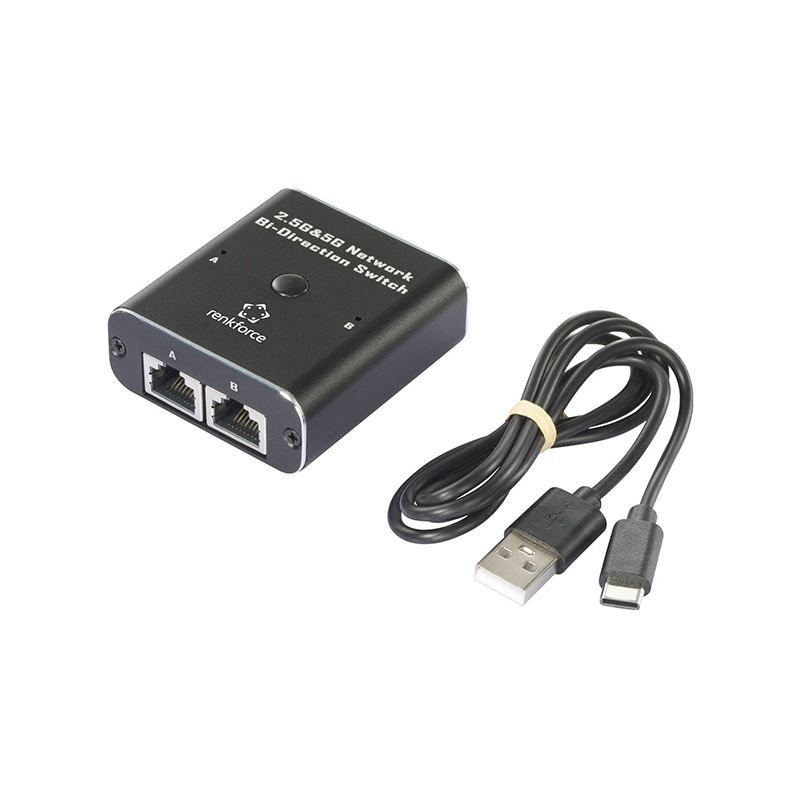 Switch Bidireccional De Red Renkforce Rf-Ew-700 De 2 Puertos 2.5G & 5G, Alimentacion