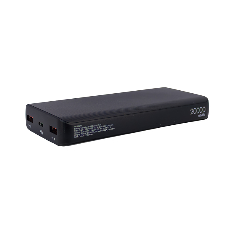 Powerbank Teros Te-7057N, 20000Mah, Usb-A, Usb-C,Negromantén Tus Dispositivos Ca