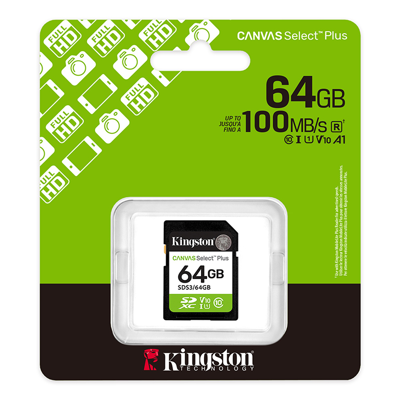 Memoria Card SD Kingston SD Canvas Select Plus, 64Gb, Categoría De Velocidad: Uhs-I/U