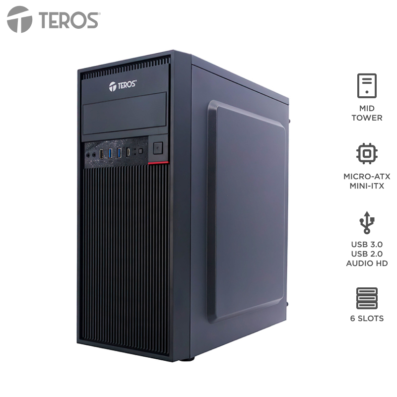 Case Con Fuente Gamer Teros Te-1319G, Midtower, ATX / Micro-Atx / Itx, Usb, Audio, 45