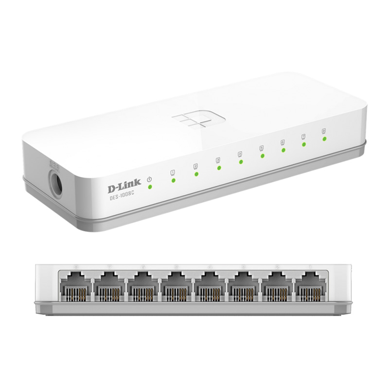 Switch D-LINK Des-1008C, 8 Rj-45 10/100 Mbps, Auto Mdi/Mdi-X, Presentación En Caja. @