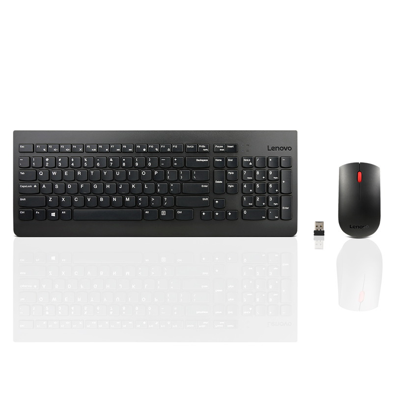 Teclado + Mouse Lenovo, Inalámbrico, Color Negro,(Kit Combo)Conexión Por Recepto