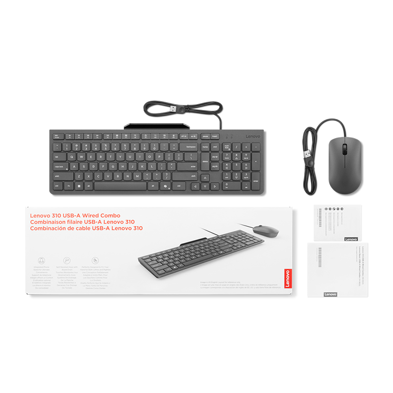 Combo Kit De Teclado + Mouse Lenovo 310, Interfaz: USB-A Con Cable, En Español (La) @
