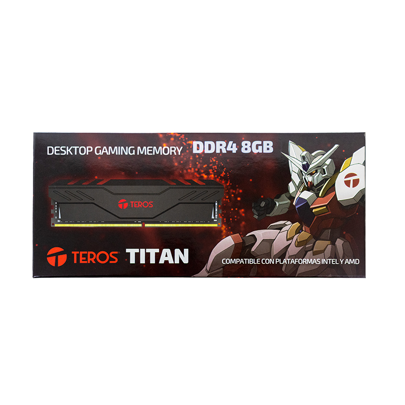 Memoria RAM Teros Titan 8GB Ddr4-3200Mhz, Pc4-25600, Cl17/Cl16, 1.2/1.35V, Negro