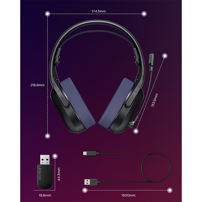 Auriculares Inalámbricos Para Juegos Lenovo Legion H410Sonido Envolvente Y Rendi