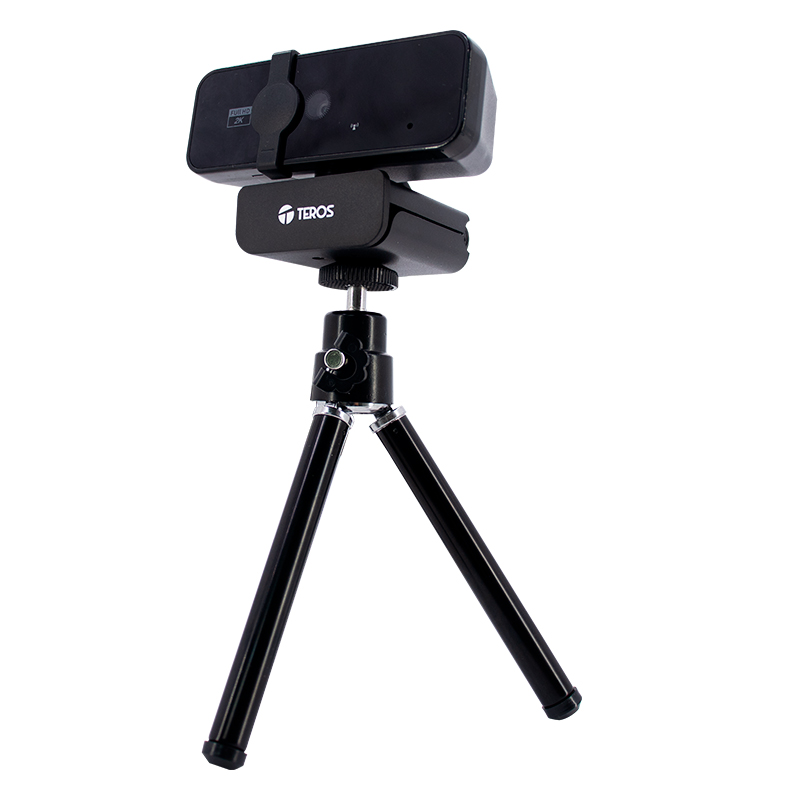 Webcam Teros Te-9072, 2K, Micrófono Incorporado, USB 2.0Trabaja Con Casi Todas L