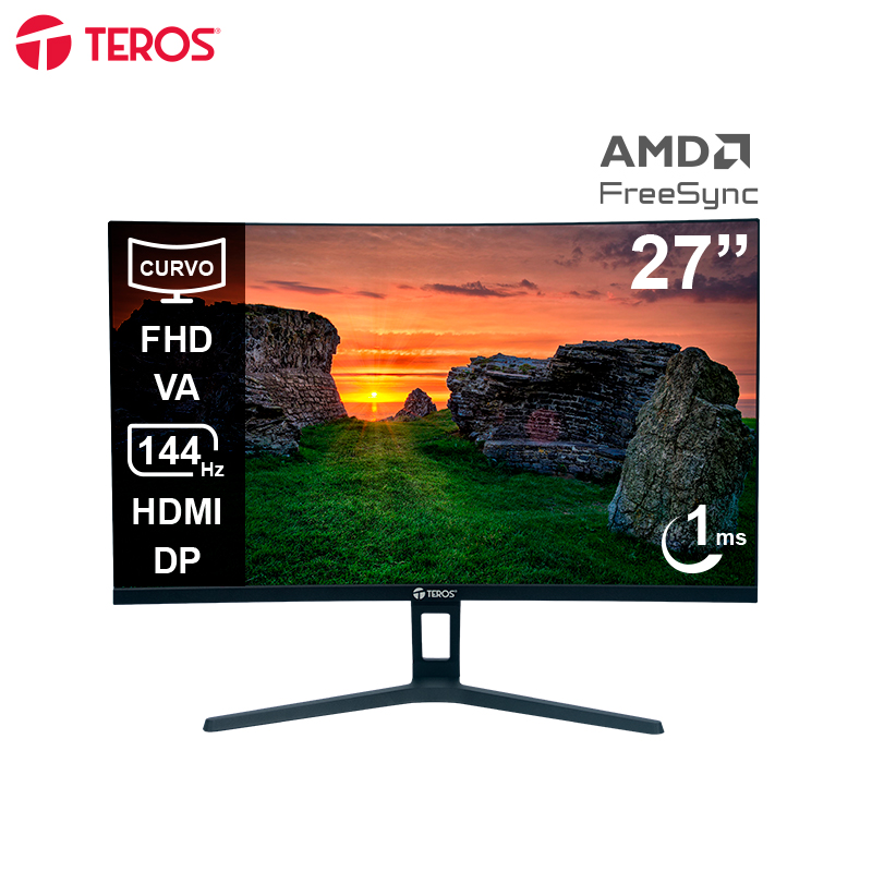Monitor Curvo Teros Te-2734S, 27 FHD Va, 144Hz, 1Ms, Hdmi, Dp, Audio Outlleva T