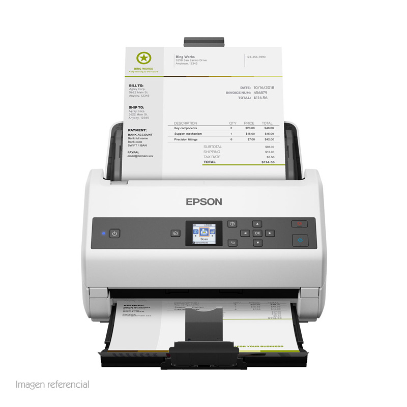 Escáner De Documento Epson Workforce Ds-870, 600Dpi, 65 Ppm / 130 Ipm, Adf.fuent