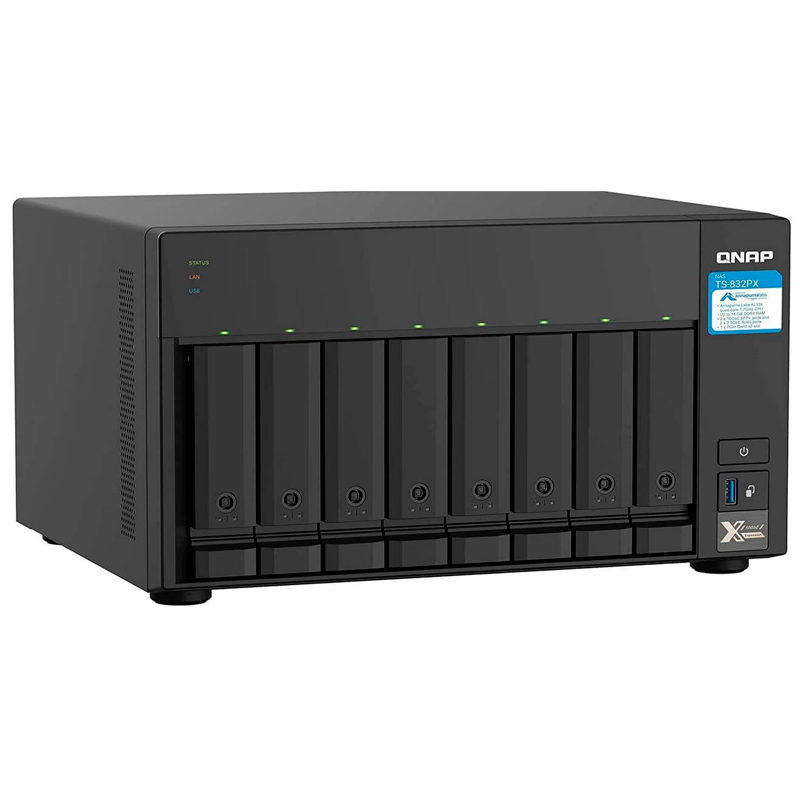Servidor NAS Qnap Ts-832Px-4G, Arm Cortex-A57 4C/1.7Ghz, 4GB Ddr4, Bahias: 8 X 3.5 S