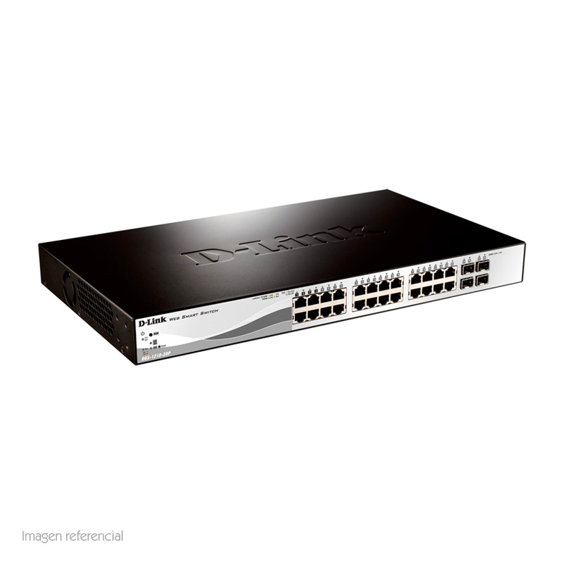 Switch D-LINK Dgs-1210-28P, Capa 2, Poe, 24 Rj-45Lan Gbe, 4 Puertos Sfp, Auto Mdi/Mdi