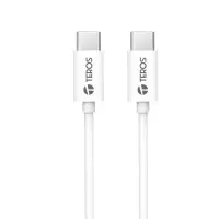 Cable USB Teros Te-70209W, Tipo C A Tipo C, 3A, 60W Máx, Blancoconecta Y Carga T