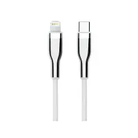 Cable USB Teros Te-70212W, Tipo C A Lightning, 3A, 20W Máx, Blanco Y Plateadocon