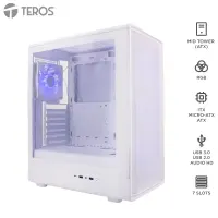 Case Sin Fuente Gamer Teros Te-1329G, Itx, M-Atx,Atx, 3.5 Y 2.5, Blancoarma Tu