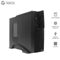 Case Teros Te-1039S, Slim, 250 W, USB 3.0 / USB 2.0, Audio Hd, Dvd, Negropresent