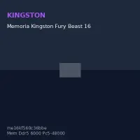 Memoria Kingston Fury Beast 16GB Ddr5-6000Mt/S, Pc5-48000, Cl36, 1.35V, 288-Pin