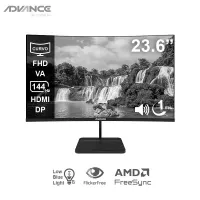 Monitor Curvo Advance Adv-2456S, 23.6 FHD Va, 144Hz, 1Ms, Hdmi, Dp, Audio Out, Parla