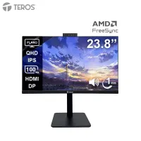 Monitor Plano Teros Te-2416Cs, 23.8 QHD Ips, 100Hz, 1Ms, Hdmi, Dp, Cámara, Micrófono