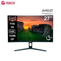 Monitor Curvo Teros Te-2734S, 27 FHD Va, 144Hz, 1Ms, Hdmi, Dp, Audio Outlleva T