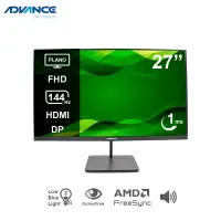 Monitor Plano Advance Adv-2755S, 27 FHD Ips, 144Hz, 1Ms, Hdmi, Dp, Audio Out, Parlan