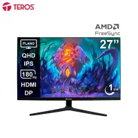 Monitor Plano Gaming Teros Te-2769G, 27 QHD Ips,180Hz, 1Ms, Hdmi, Dp, Audio Out