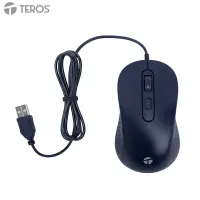 Mouse Óptico Teros Te-1243S, 2000 Dpi, Usb, 4 Botones, Azulobtén Precisión Y Com