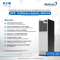 UPS Trifasico Eaton 40Kva, Con 3 Strings De Baterias Internas (3X32X9Ah)El Respa