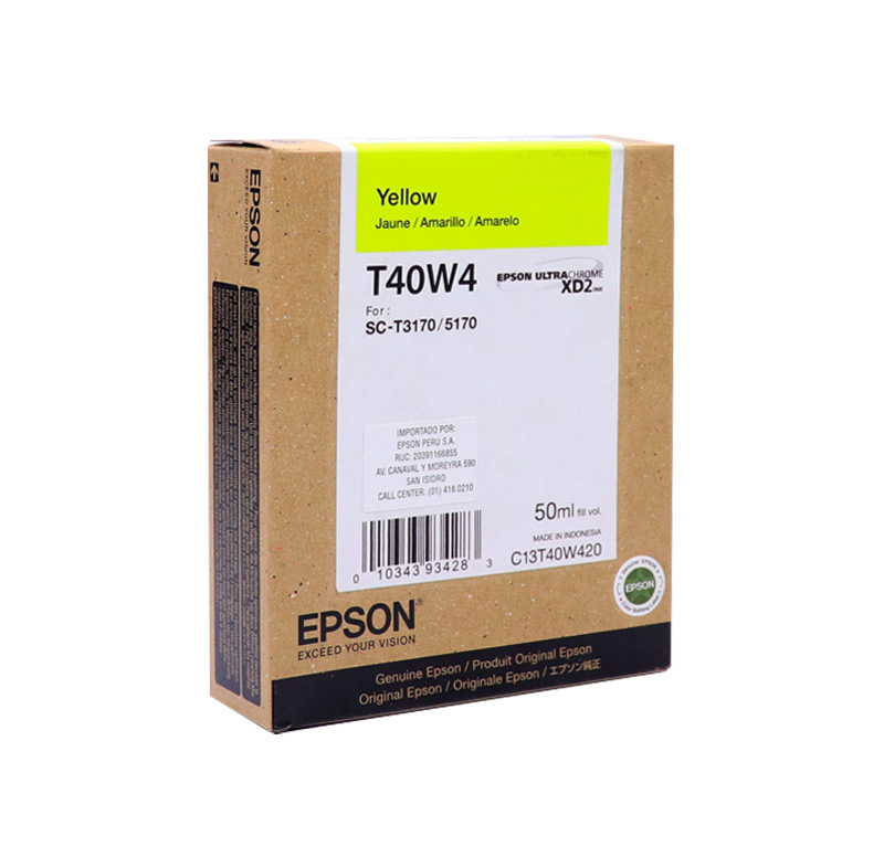 Cartucho De Tinta Epson T40W420, Ultrachrome Xd2,Contenido 50Ml, Color Amarillo.