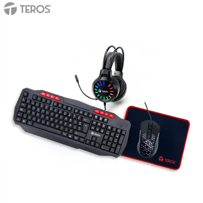 Kit 4 En 1 Teclado + Mouse + Auriculares + Mousepad Teros Te-5016Scompleta Tu Se
