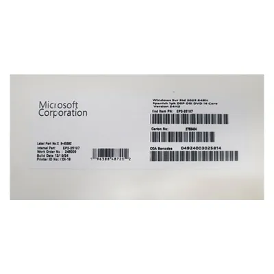 Sistema Operativo Microsoft Windows Svr Std 2025 64Bit 1Pk Spanish Oem (Ep2-25197) @@